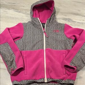 The North Face Kids Pink and Black Chevron Puffer Jacket